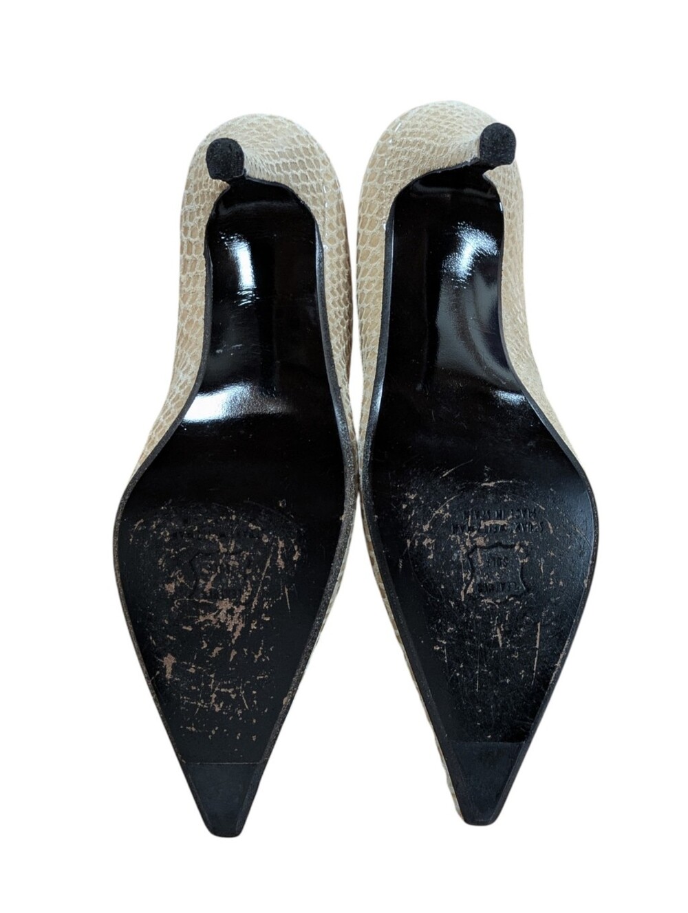 Stuart Weitzman Taupe Tipped Python Pumps Size 8 - Picture 5 of 11